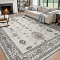 Vintage Area Rug 8x10 Grey Rug for Living Room - Soft, Non Slip