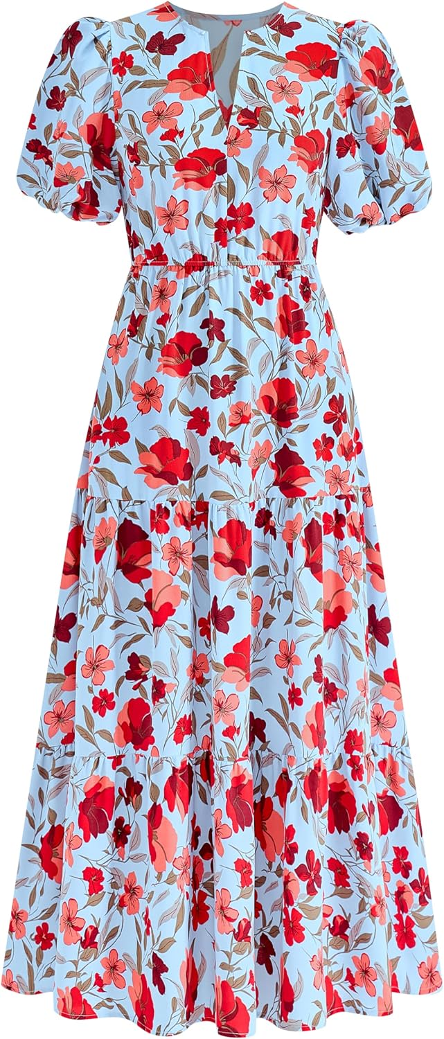 Dowerme Womens Summer Dresses 2025 Casual Floral Maxi Dress