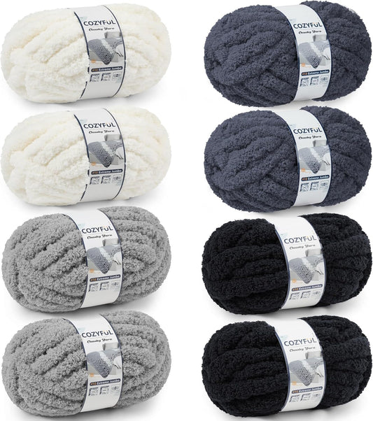 Chunky Yarn for Hand Knitting - Jumbo Thick Chenille Yarn