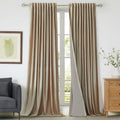 100% Full Blackout Champagne Beige Velvet Curtains 120 in - Luxury