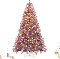HAPPYGRILL 7.5 ft Pre-lit Deep Purple Tinsel Christmas Tree - Bold