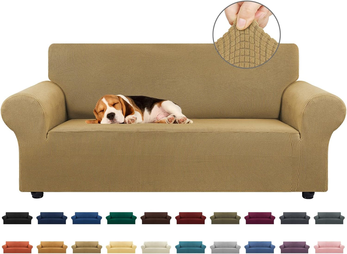KEKUOU Stretch Loveseat Sofa Cover for 2 Cushion Couches