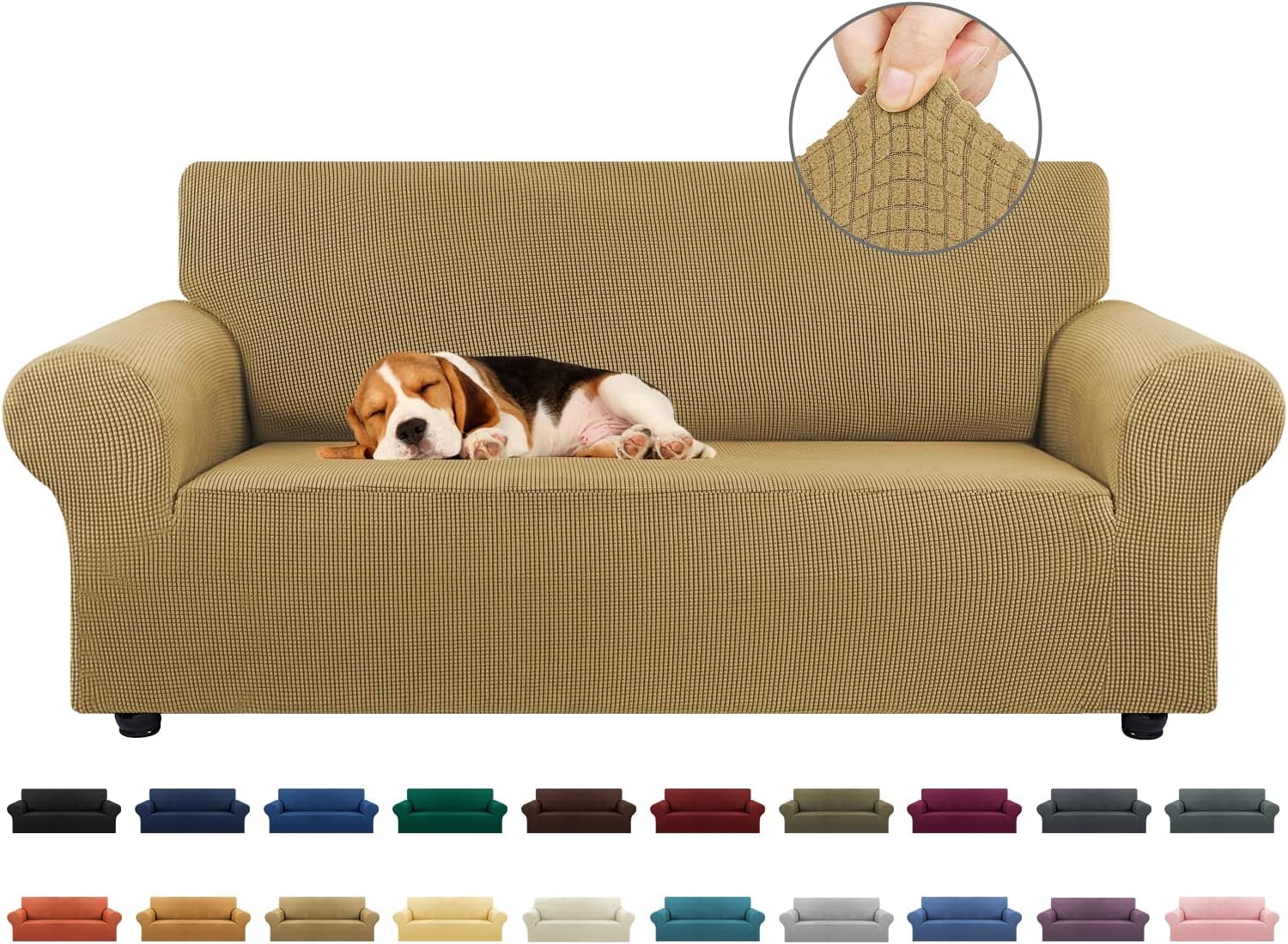 KEKUOU Stretch Loveseat Sofa Cover for 2 Cushion Couches