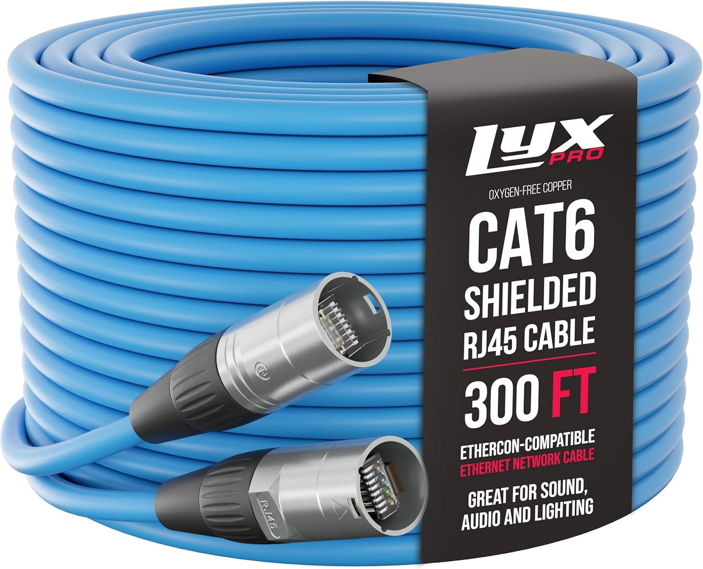 LyxPro 300 Feet Shielded CAT6 Ethercon Cable for Audio Use