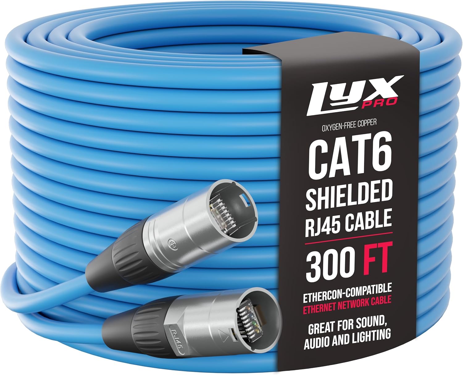 LyxPro 300 Feet Shielded CAT6 Ethercon Cable for Audio Use