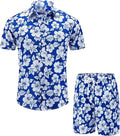 EUOW Men's Hawaiian Shirts and Shorts Set for Beach Vacations