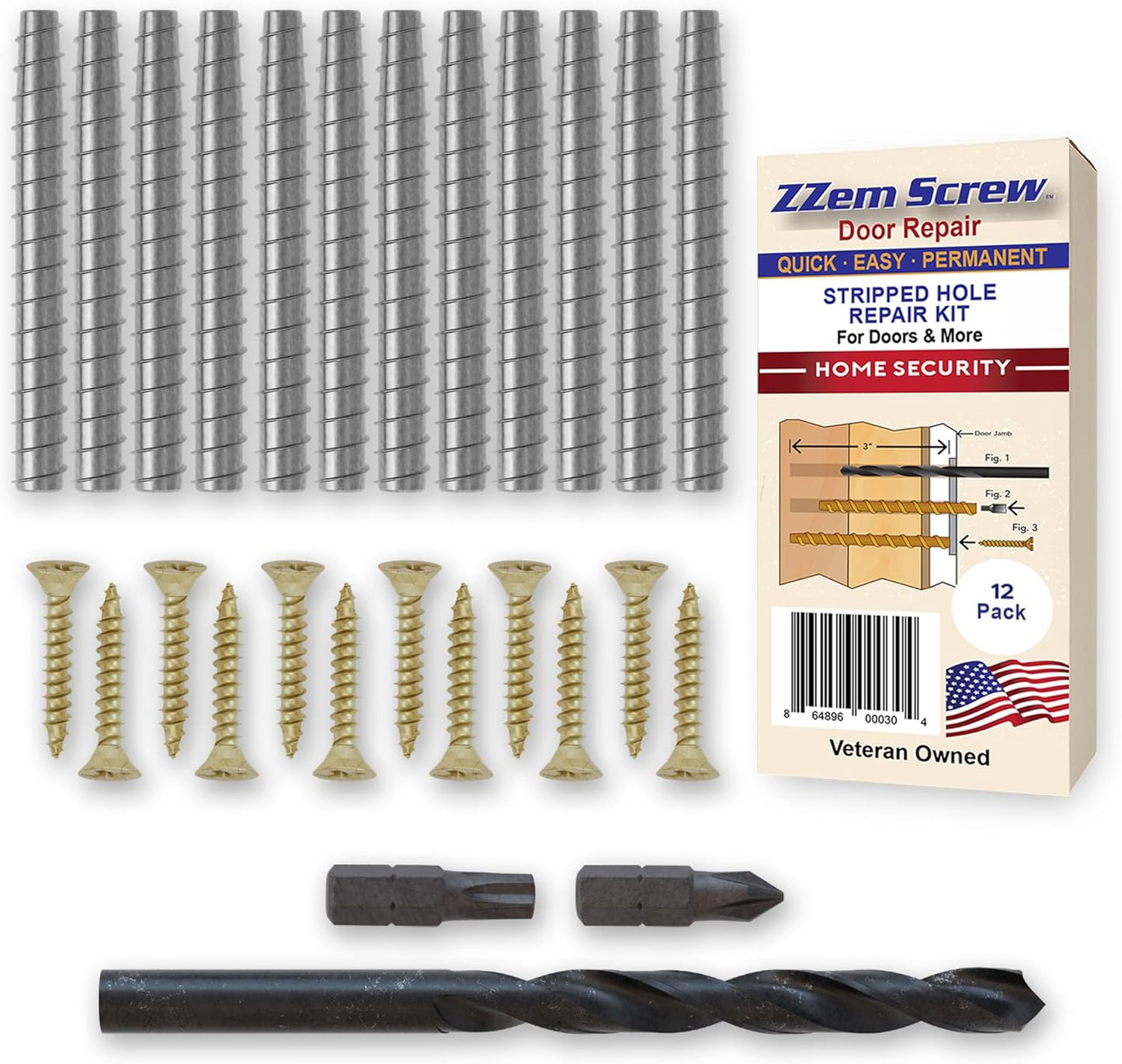 12-PK Steel Screws for Door Hinge Repair Kit - Easy Fix