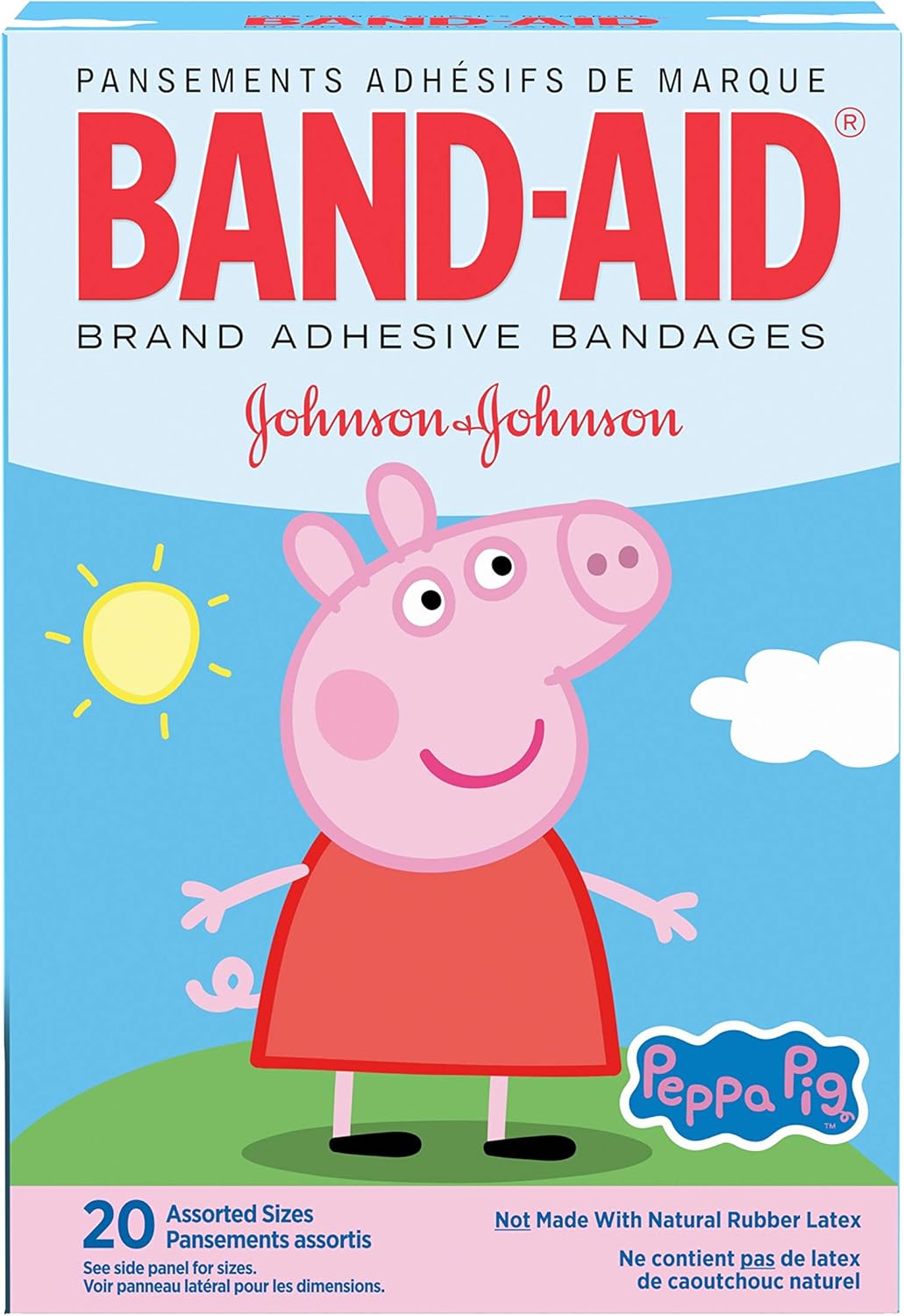 Peppa Pig Adhesive Bandages for Kids, 20 Count Fun Designs