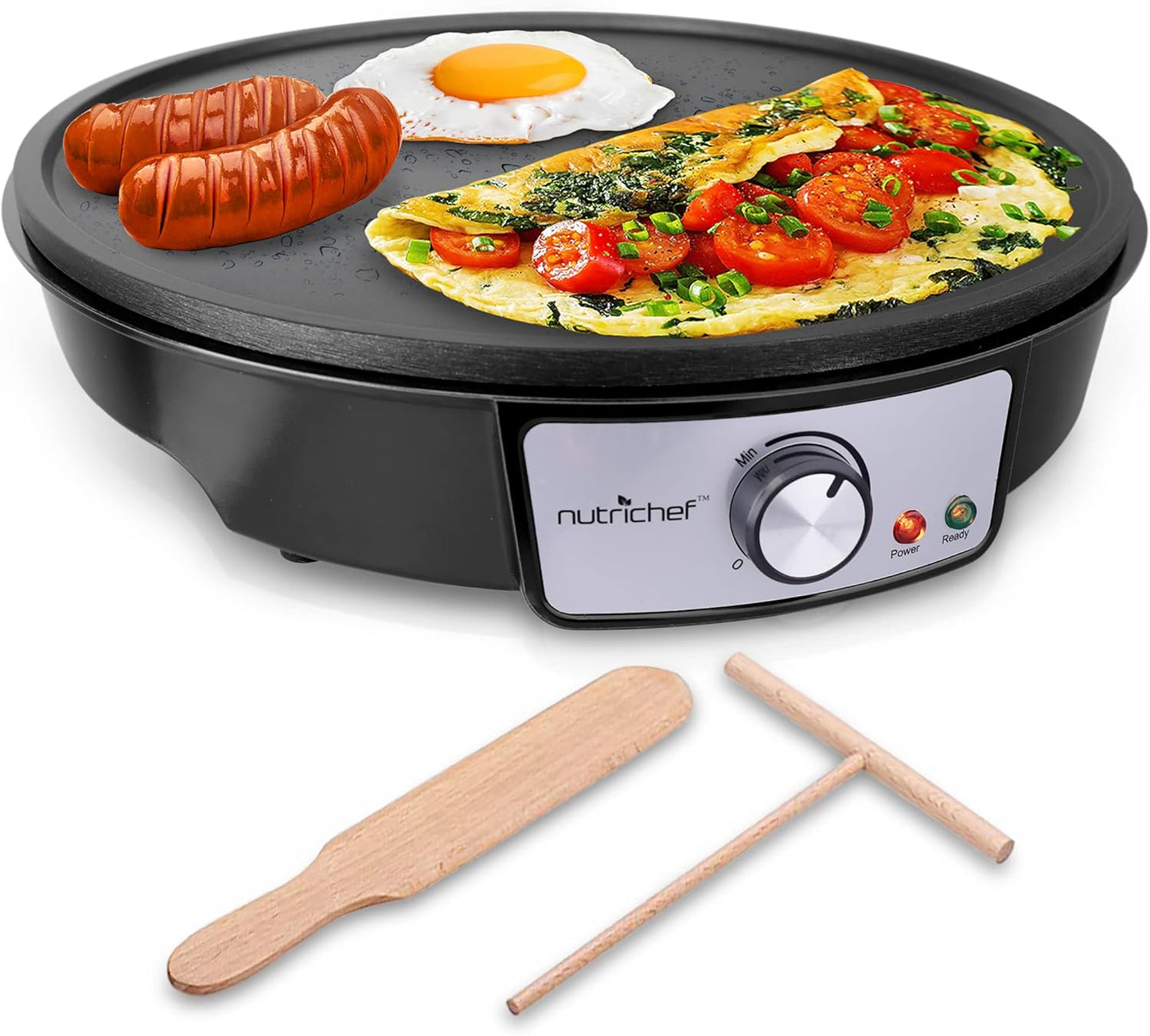 NutriChef 12 Electric Griddle & Crepe Maker | Nonstick Hot Plate