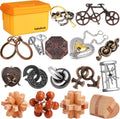 Metal Brain Teaser Puzzles 16pcs Set - Progressive Logic Challenge