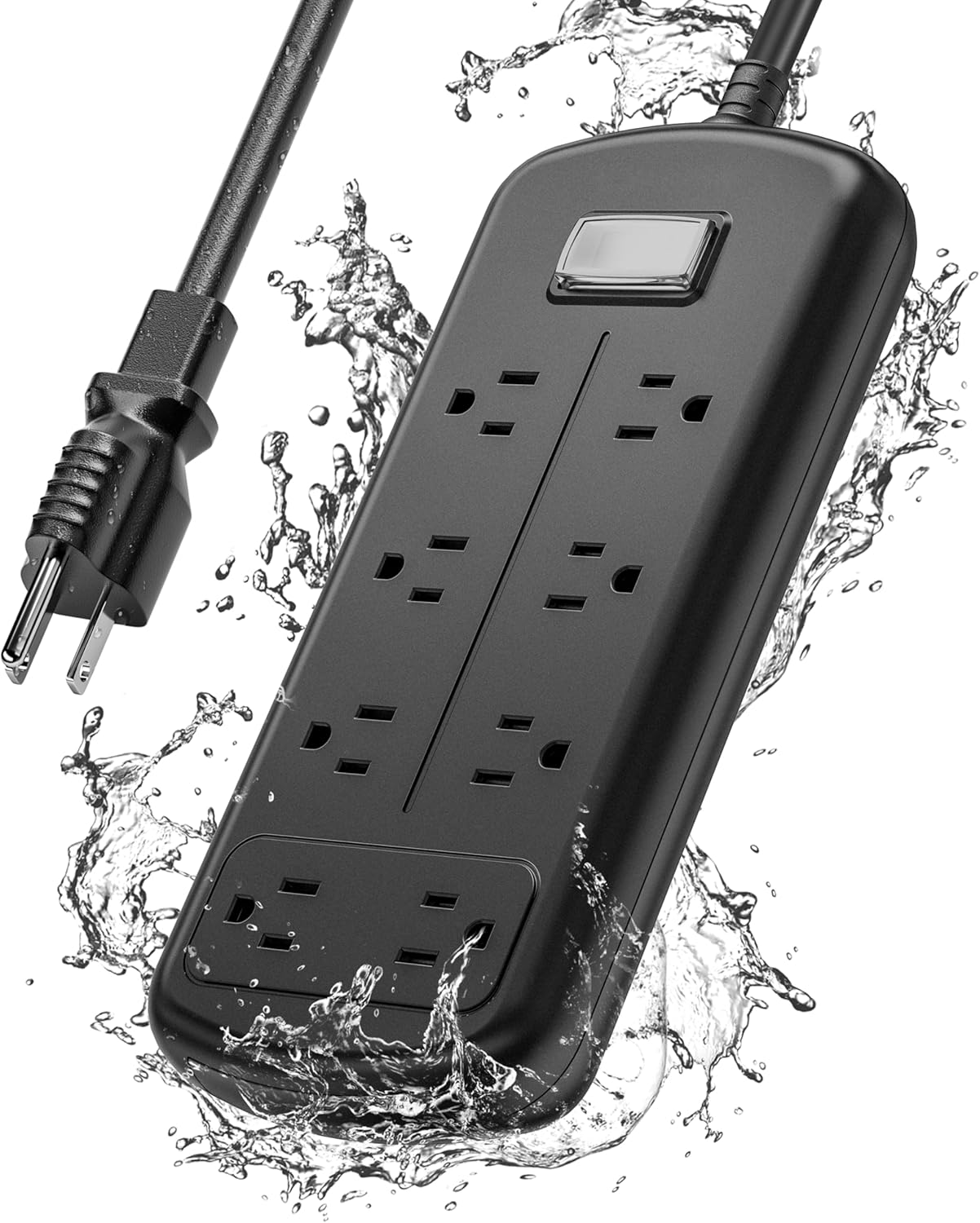 EIGSO Waterproof Power Strip: 8 Outlets, Anti-Shock, 6ft Cord