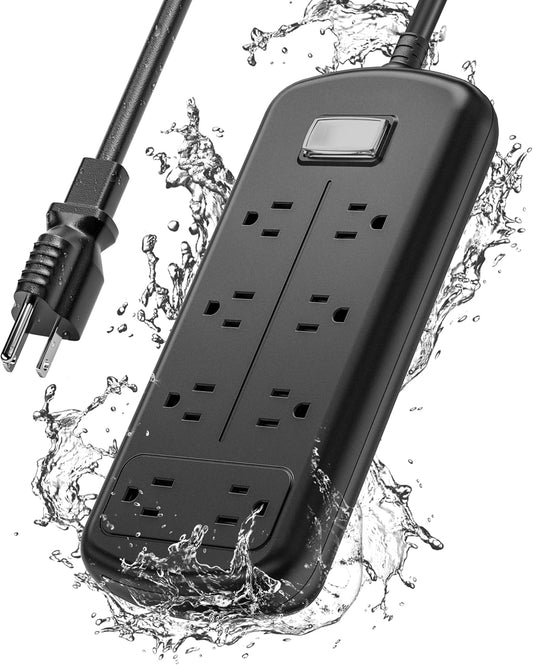 EIGSO Waterproof Power Strip: 8 Outlets, Anti-Shock, 6ft Cord