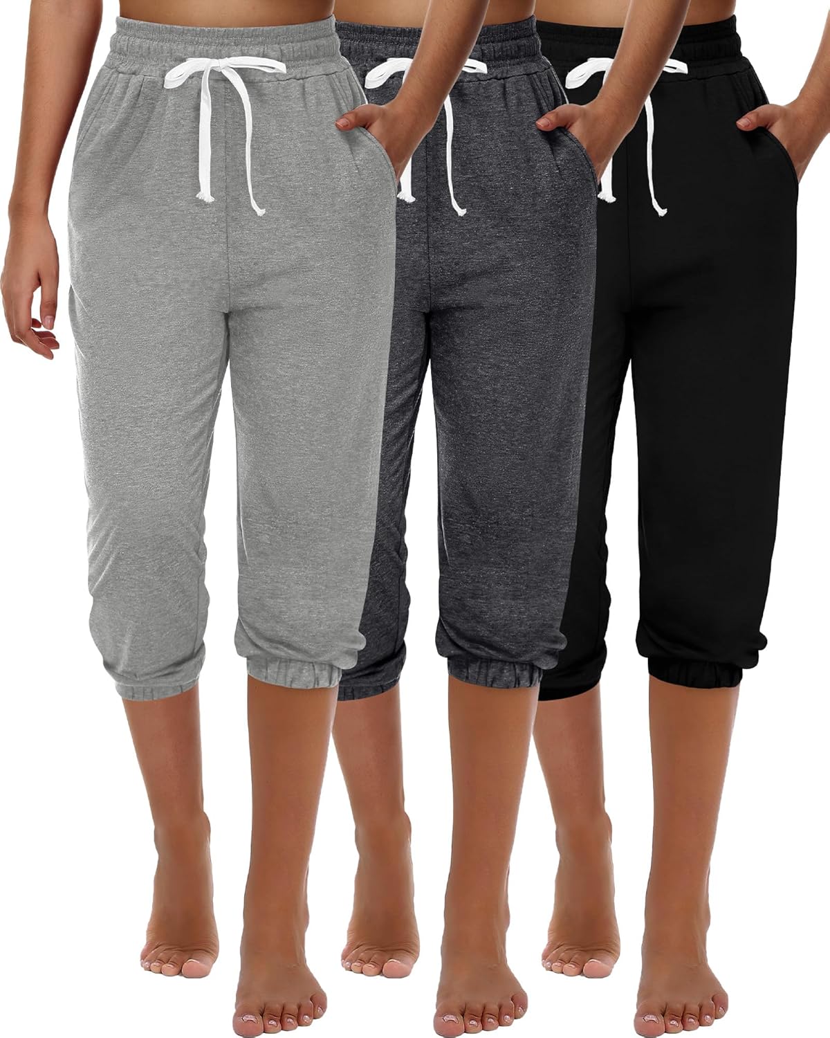 Ficerd Women's Capri Sweatpants for Casual Summer Activities