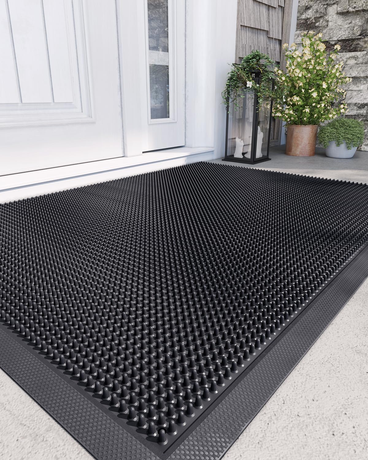 Heavy Duty Non-Slip Rubber Entry Mat for Outdoor Use