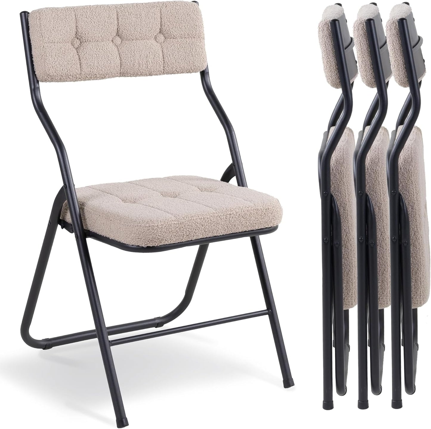 HOMEFUN Padded Folding Chairs 4 Pack for Dining and Events
