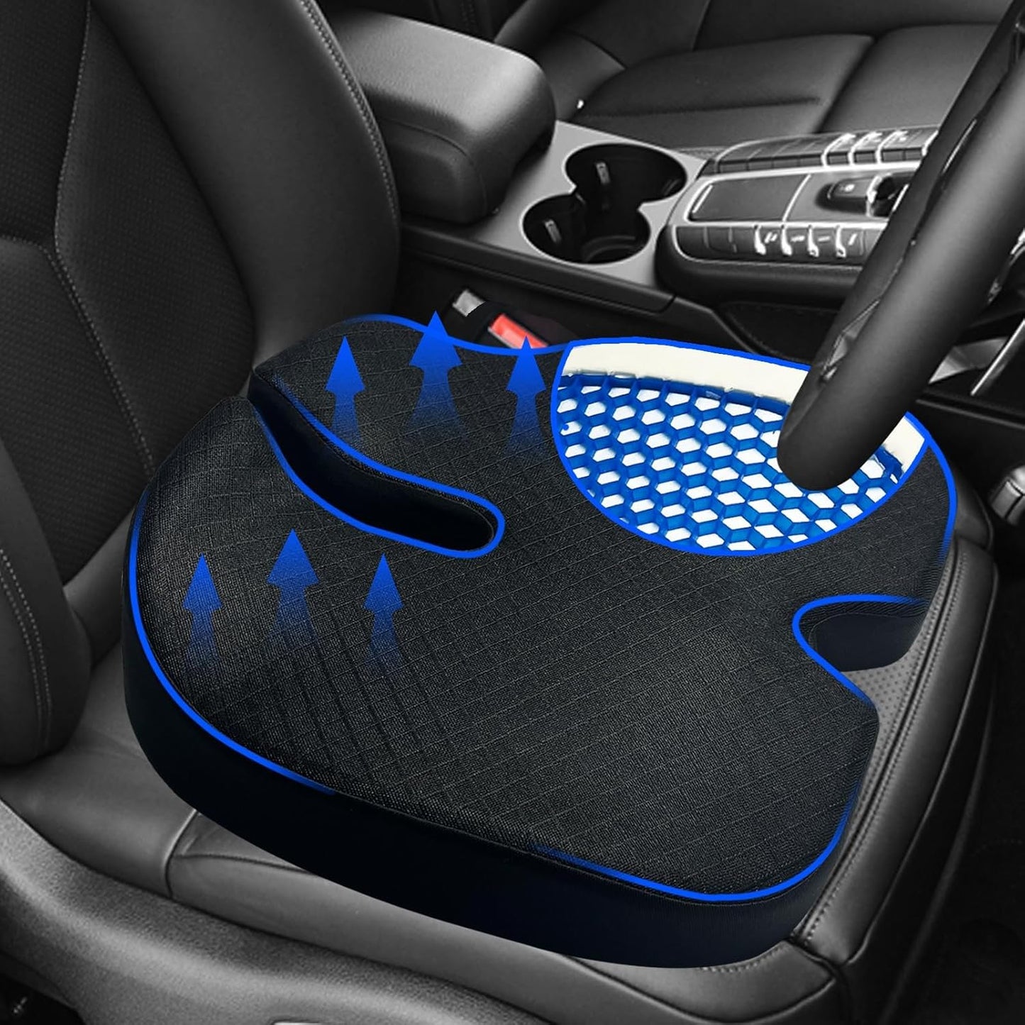 3D Gel & Memory Foam Car Seat Cushion for Pain Relief Comfort
