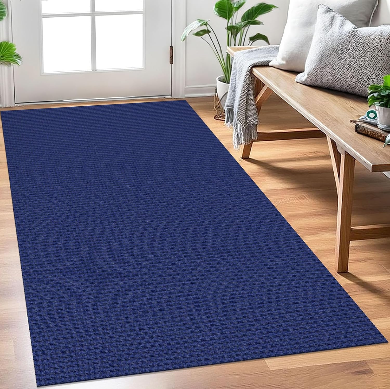 Woven Area Rug 3x5 Ft Washable Non Slip Rubber Backed Mat