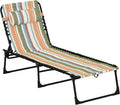 Rainbow Striped Folding Chaise Lounge Chair - 4-Position Recliner