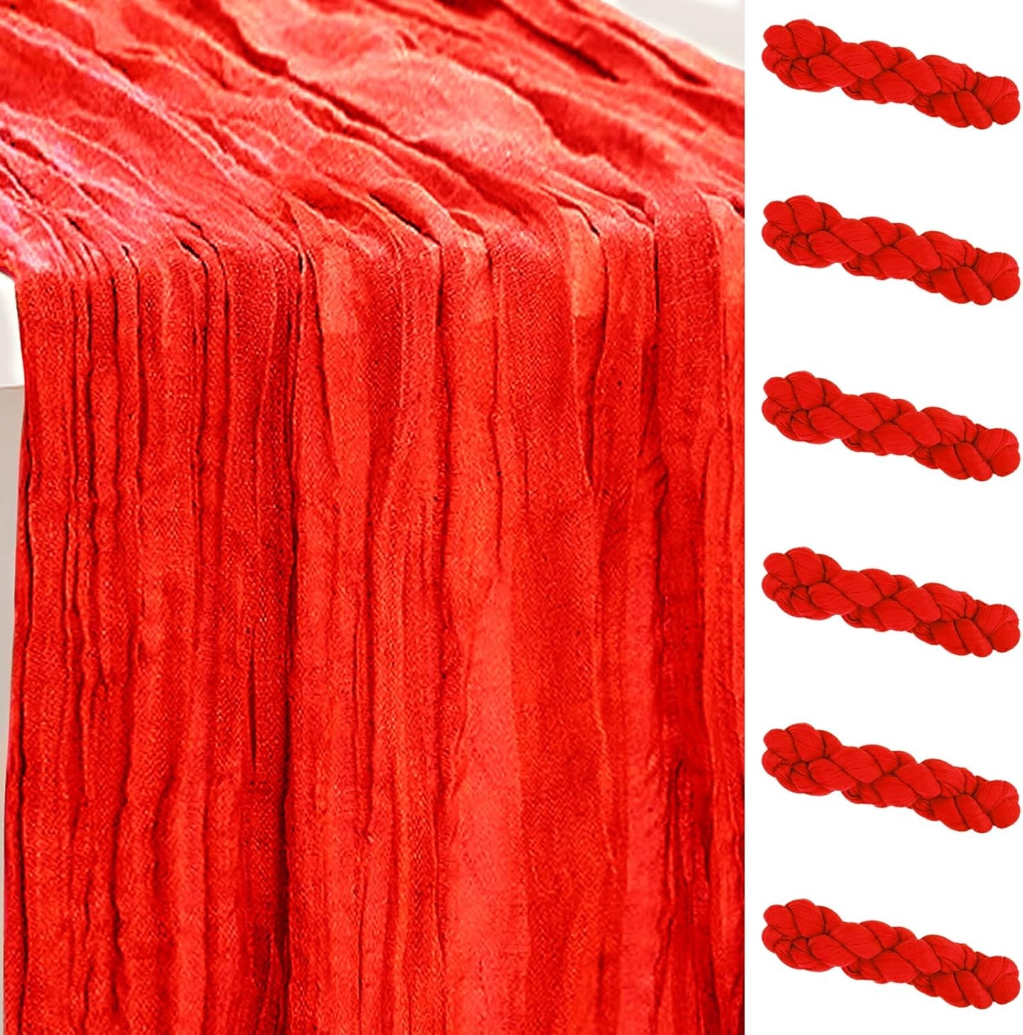 6 Pack Red Cheesecloth Table Runner for Elegant Events
