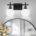 2-Light Black Bathroom Lighting Fixtures Over Mirror - Modern Vanity
