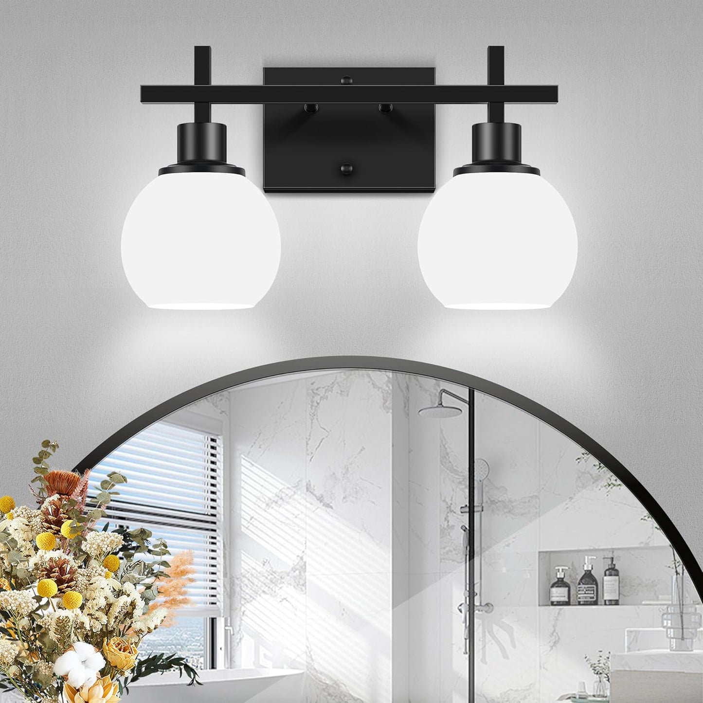 2-Light Black Bathroom Lighting Fixtures for Modern Decor