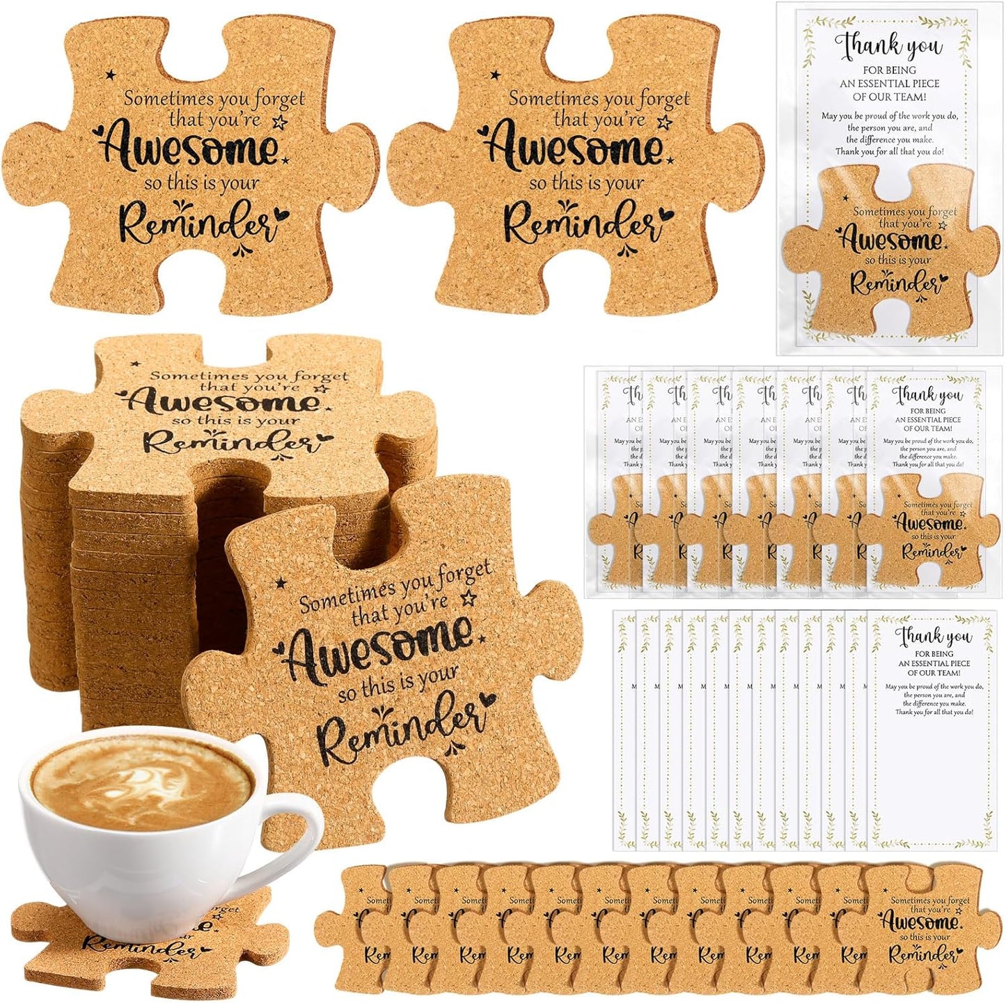 Inspirational Team Gifts Puzzle Piece Coasters for Coworkers