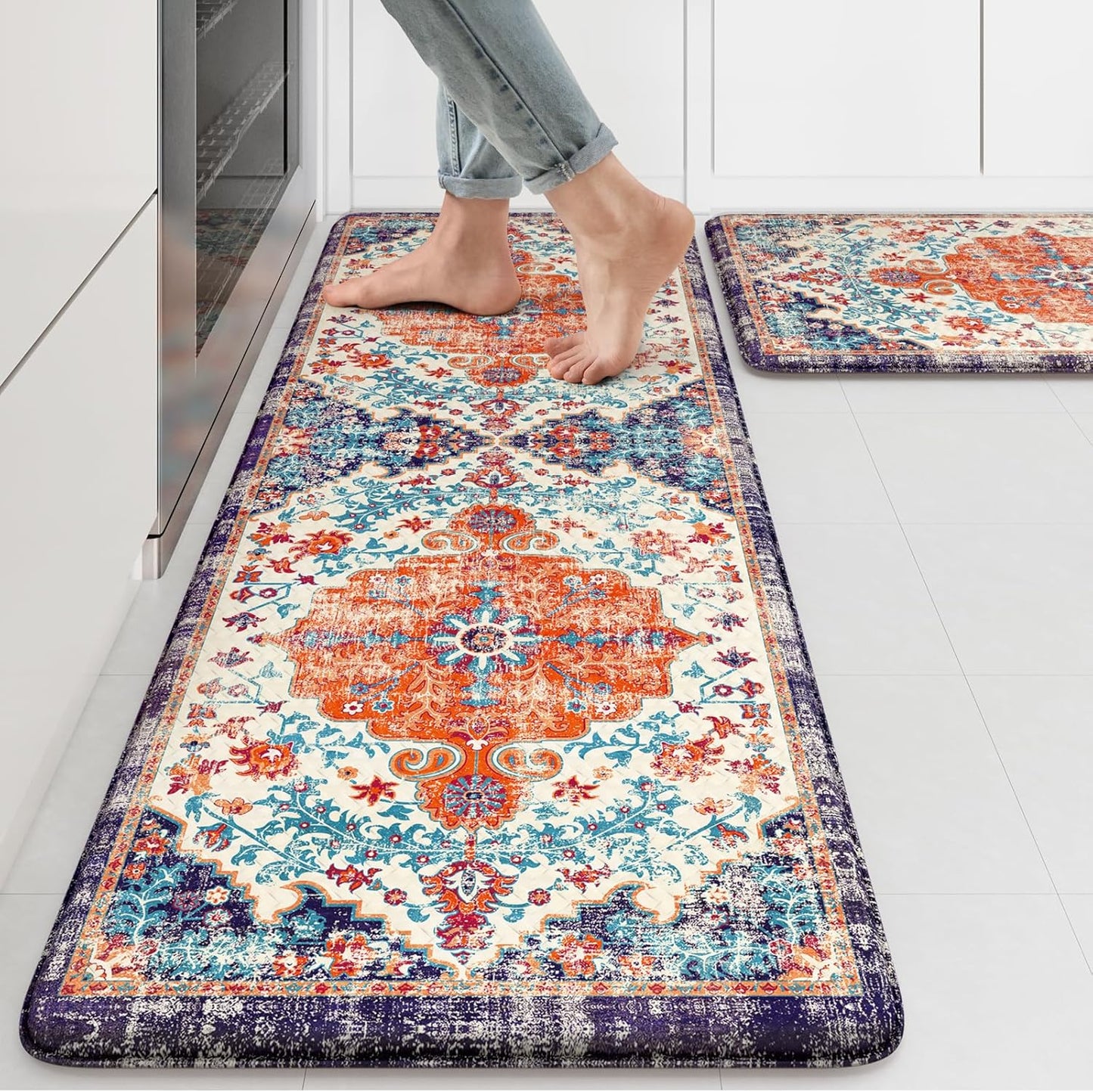 KIMODE Anti Fatigue Kitchen Mat Set of 2 for Comfort & Style