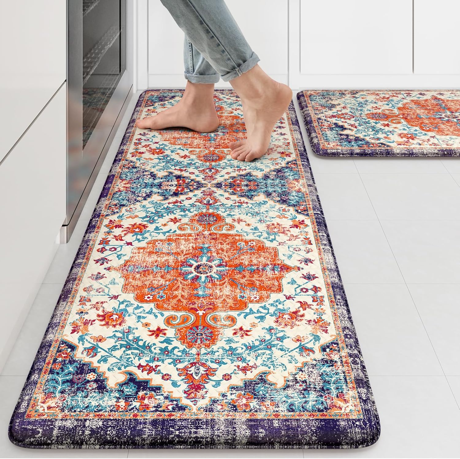 KIMODE Anti Fatigue Kitchen Mat Set of 2 for Comfort & Style
