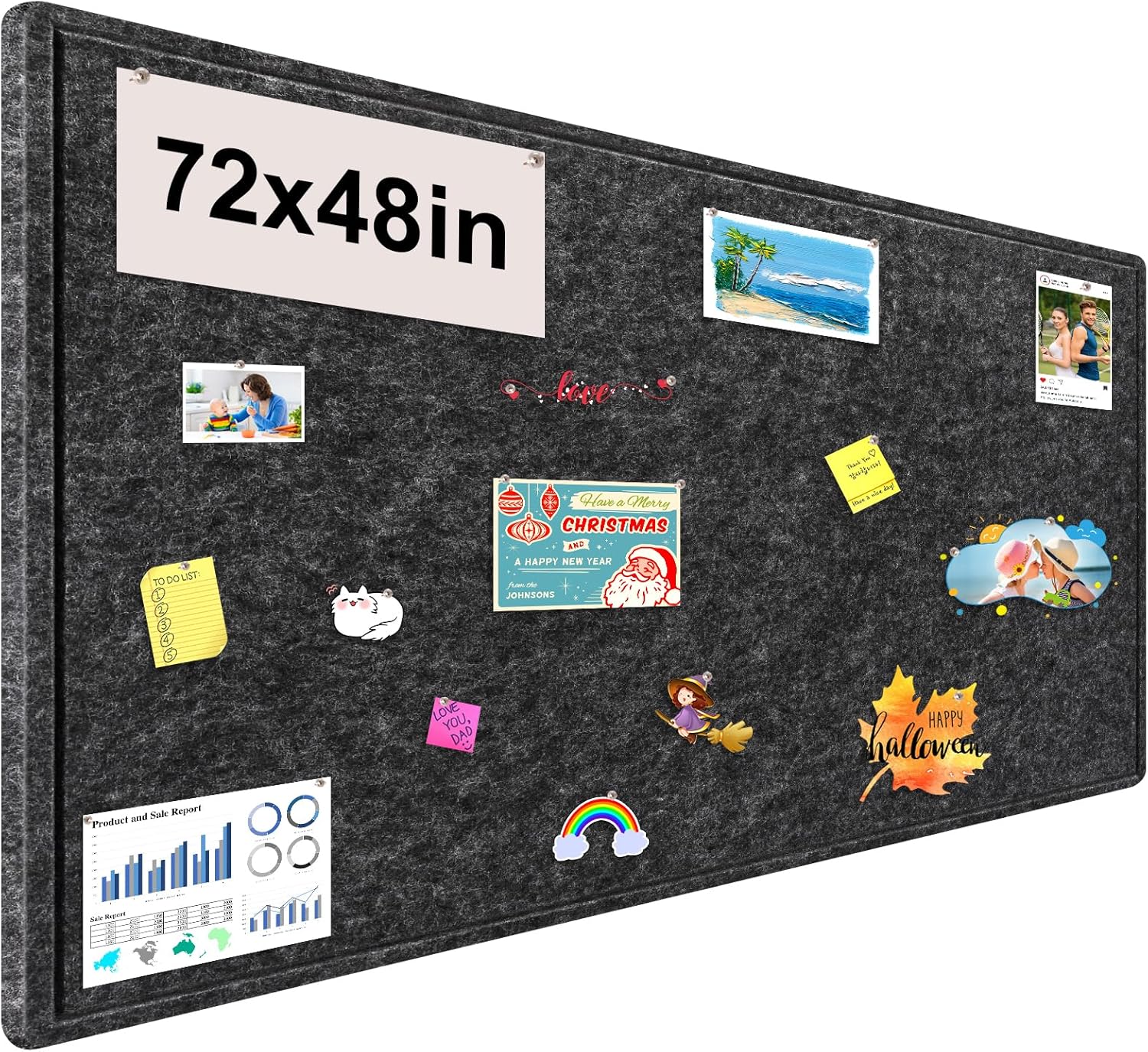 Large Bulletin Board Foldable 72x48 Inches Dark Gray Felt Board
