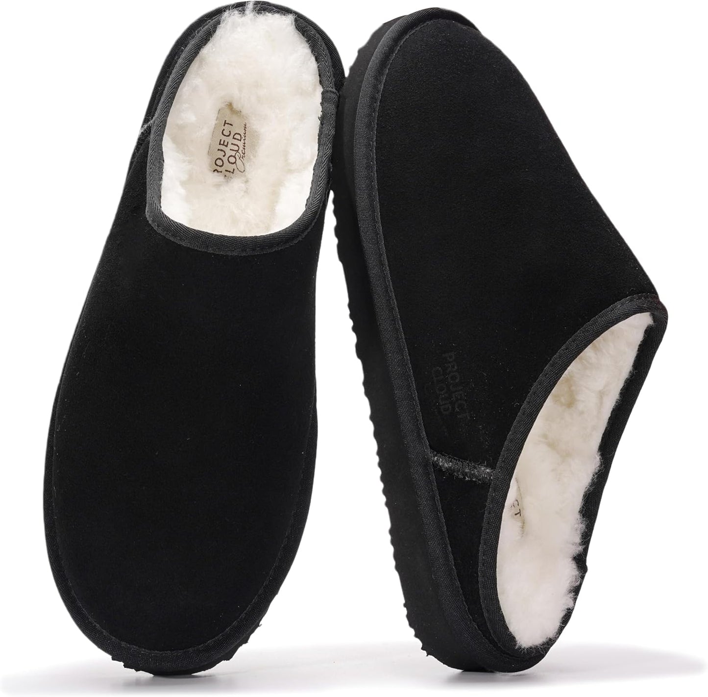 Project Cloud Mens Slippers with Genuine Leather & Shearling