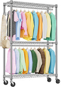 IZEUK 3-Tier Heavy Duty Rolling Garment Rack - Adjustable, Mobile