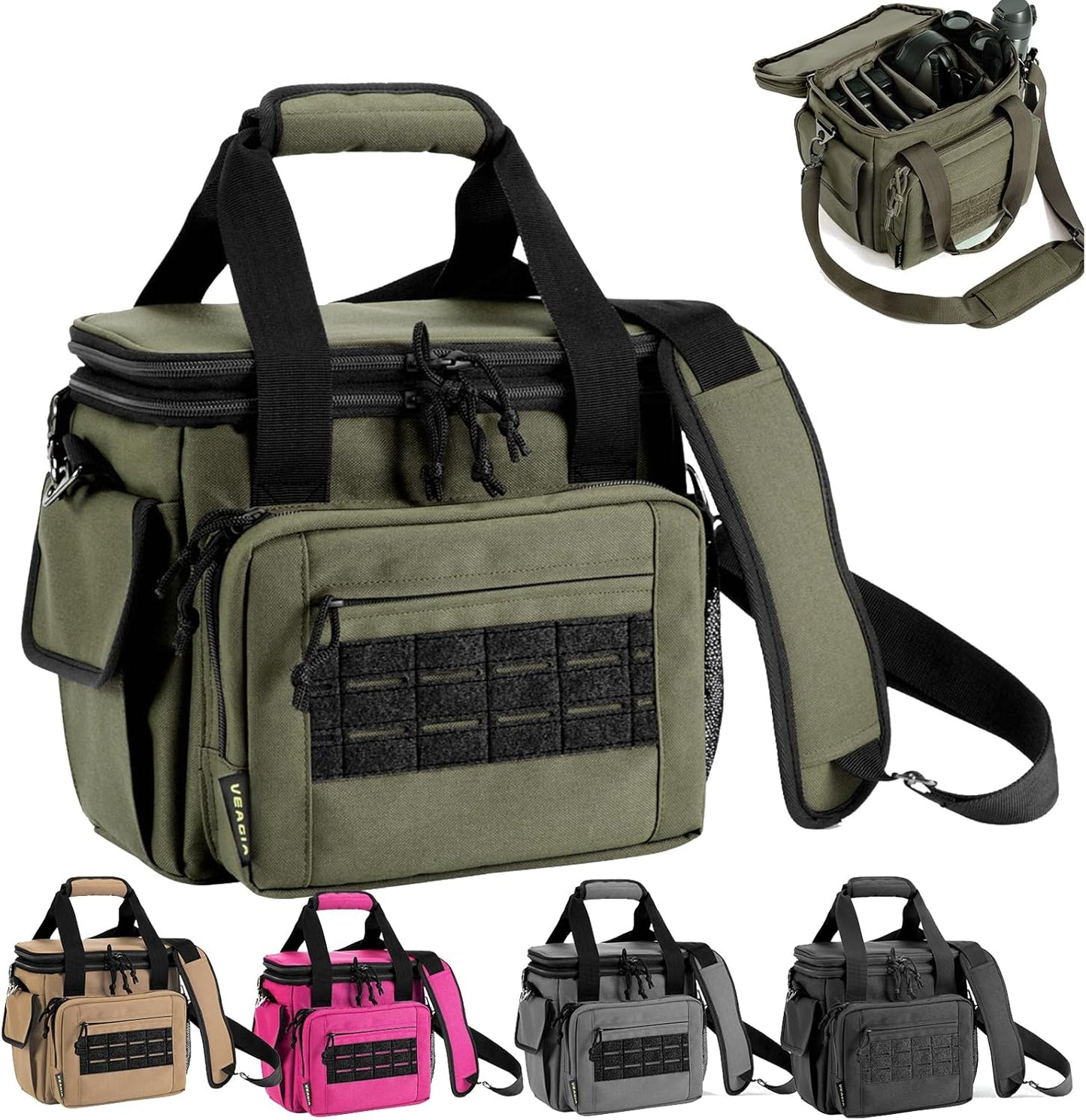 VEAGIA Tactical Range Bag for Handguns and Ammo - Green
