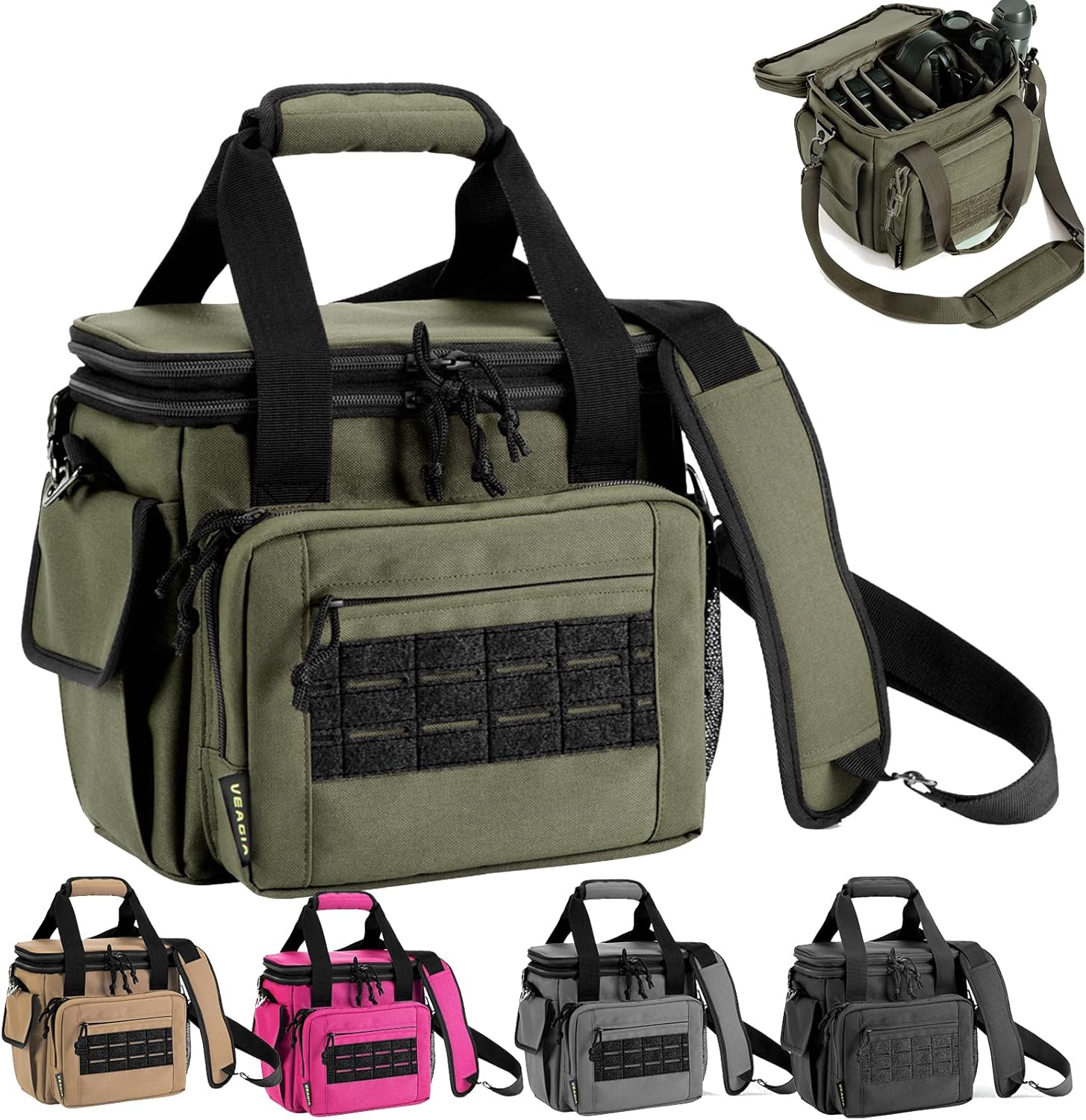 VEAGIA Tactical Range Bag for Handguns and Ammo - Green