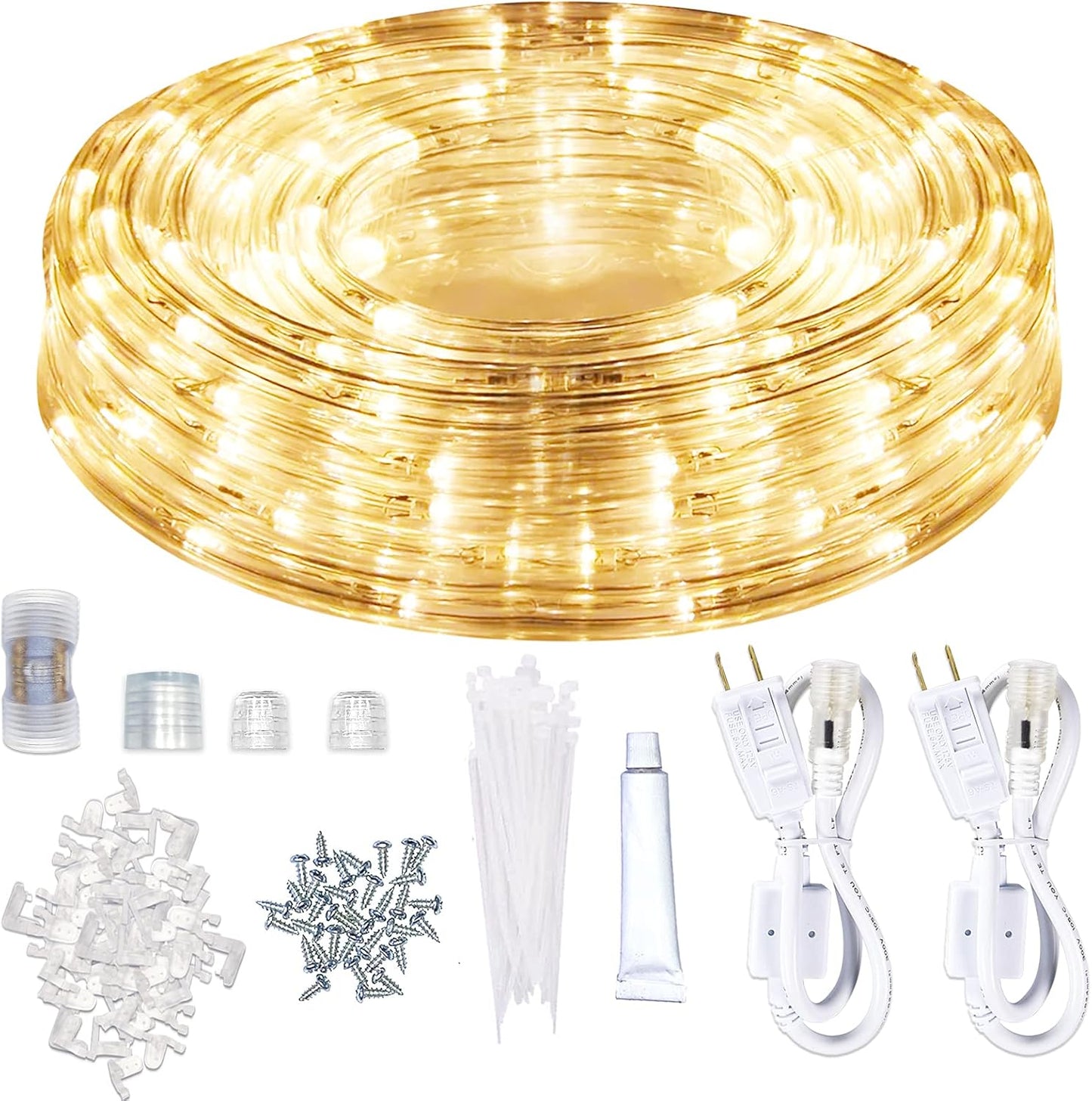SURNIE LED Rope Lights Outdoor Warm White 50FT Flexible Decor