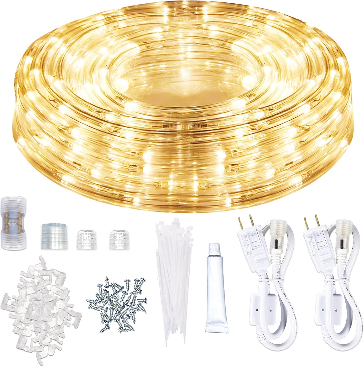 SURNIE LED Rope Lights Outdoor Warm White 50FT Flexible Decor