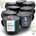 Stoneware coffee mugs set 8 pcs 14.5 oz dark gray - Modern home cup