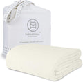 Queen Size Cotton Herringbone Blanket - All-Season Tusk White