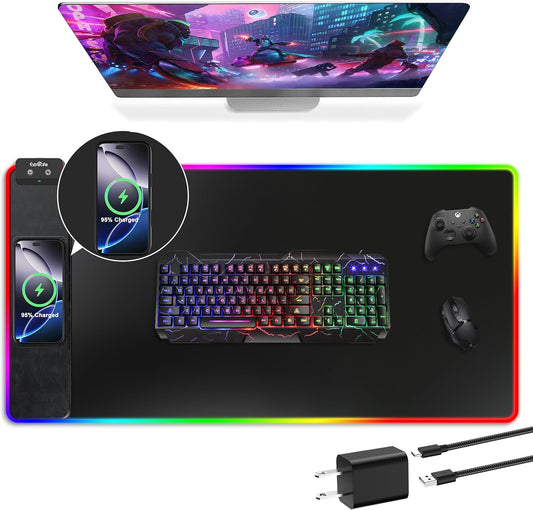 RGB Gaming Mouse Pad with Wireless Charging and Large Size