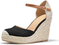 FISACE Womens Espadrille Wedge Sandals Closed Toe - Chic Platform