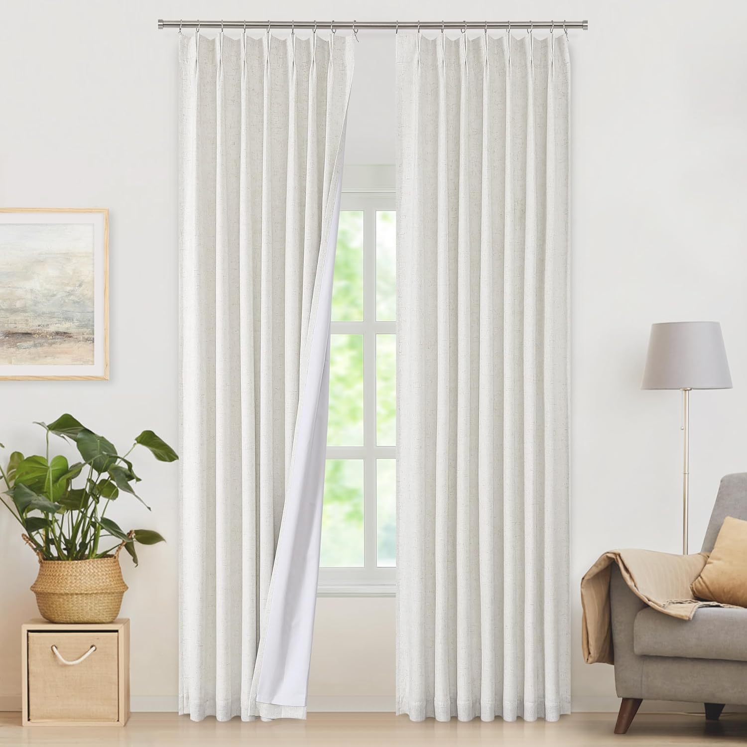 Modern Natural Full Blackout Curtain Panels for Bedroom Living Room