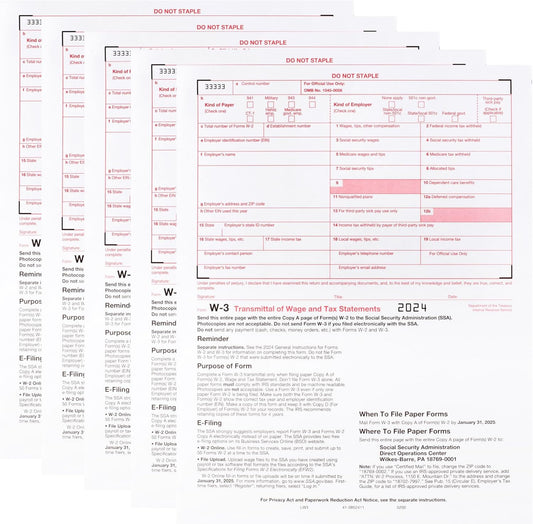 IRS Approved Transmittal Tax Forms 2024, Pack of 25 - Dutymark
