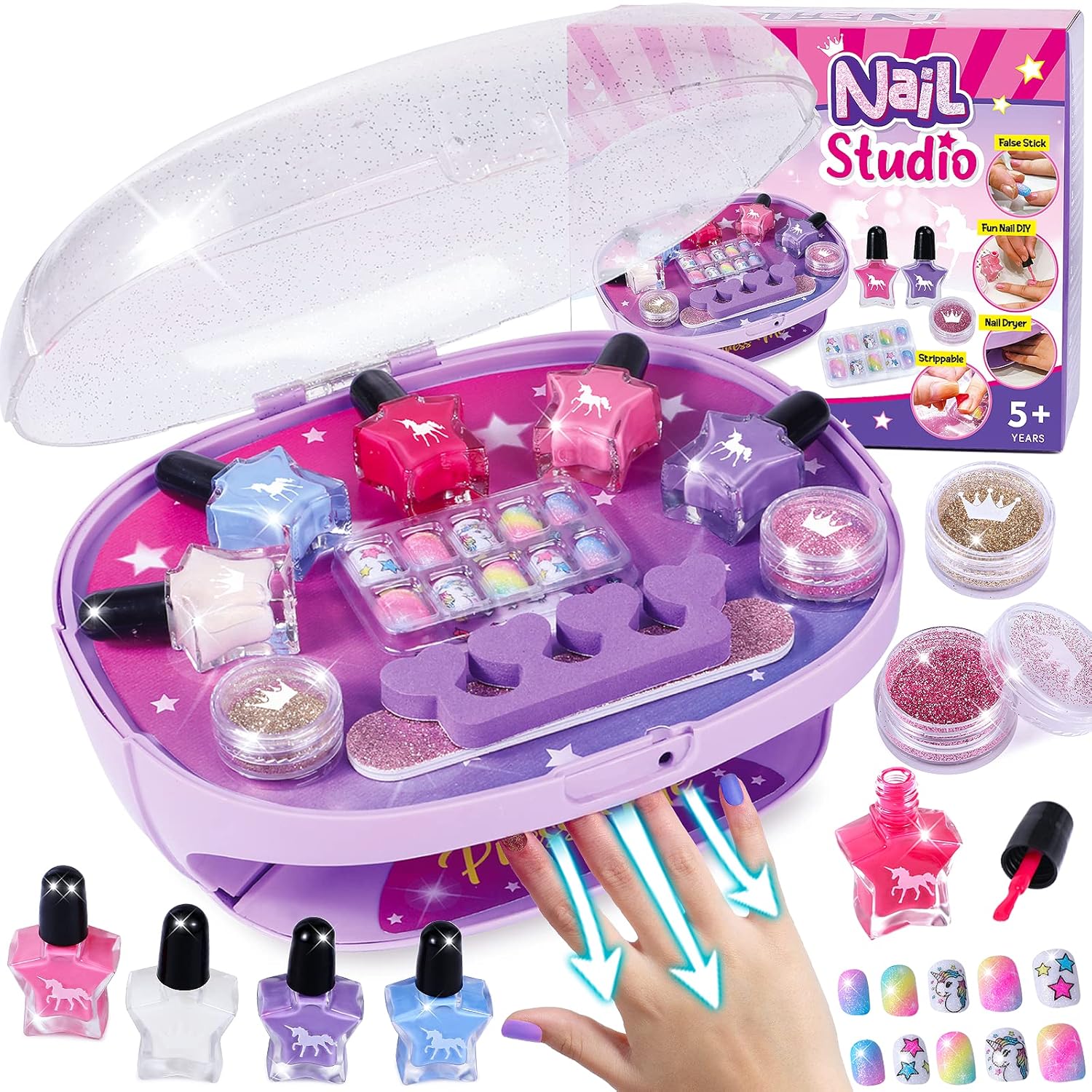 Kids All-in-One Nail Art Kit - Fast Dry & Sparkling Nails!