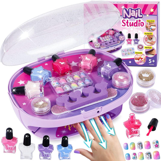 Kids All-in-One Nail Art Kit - Fast Dry & Sparkling Nails!
