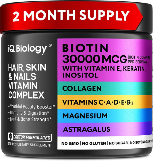 Biotin 10,000 mcg Supplement for Hair Growth & Skin Health