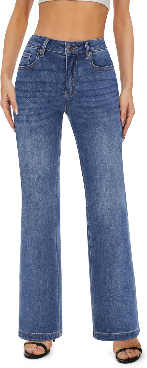 FLYING BANANA Women's High Waisted Wide Leg Baggy Denim Jeans