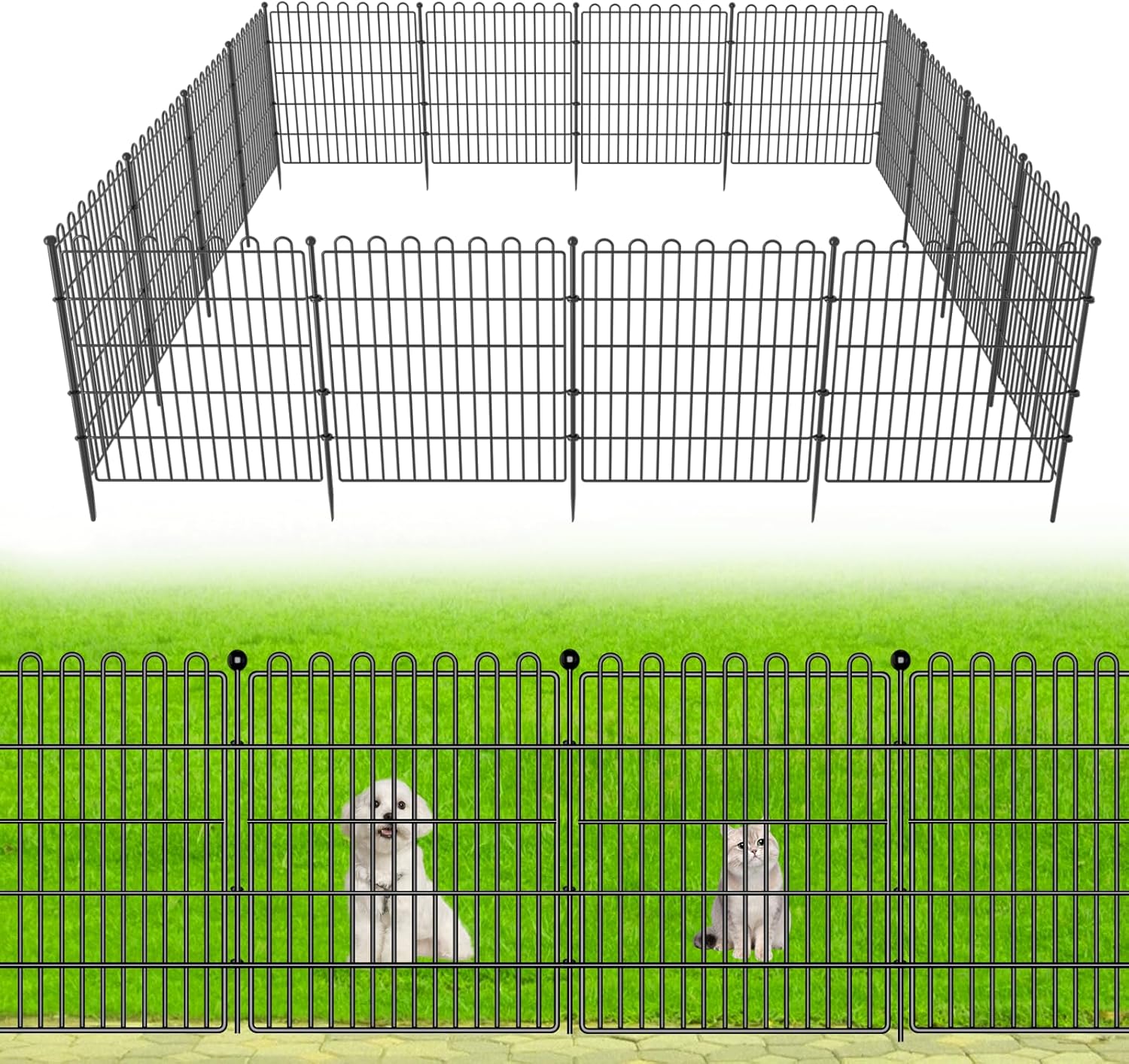 CLEASO 5 Panels No Dig Decorative Garden Fence for Outdoor