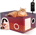 Indoor Heated Cat House Large Cave Bed - Adjustable Heat & Timer