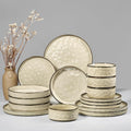 HaWare Dinnerware Set 16-Piece Stoneware for 4 - Ripple Khaki