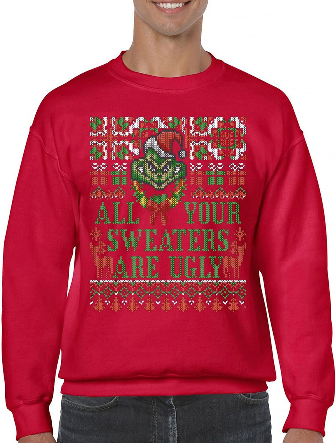 Merry Christmas Rudolph Ugly Sweater Fun - Tee Hunt