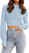 ZESICA Women's Fall Mock Neck Cropped Sweater - Soft Ribbed Knit US